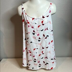 Lane Bryant White & Red Print Sleeveless Tank Top – Size 14